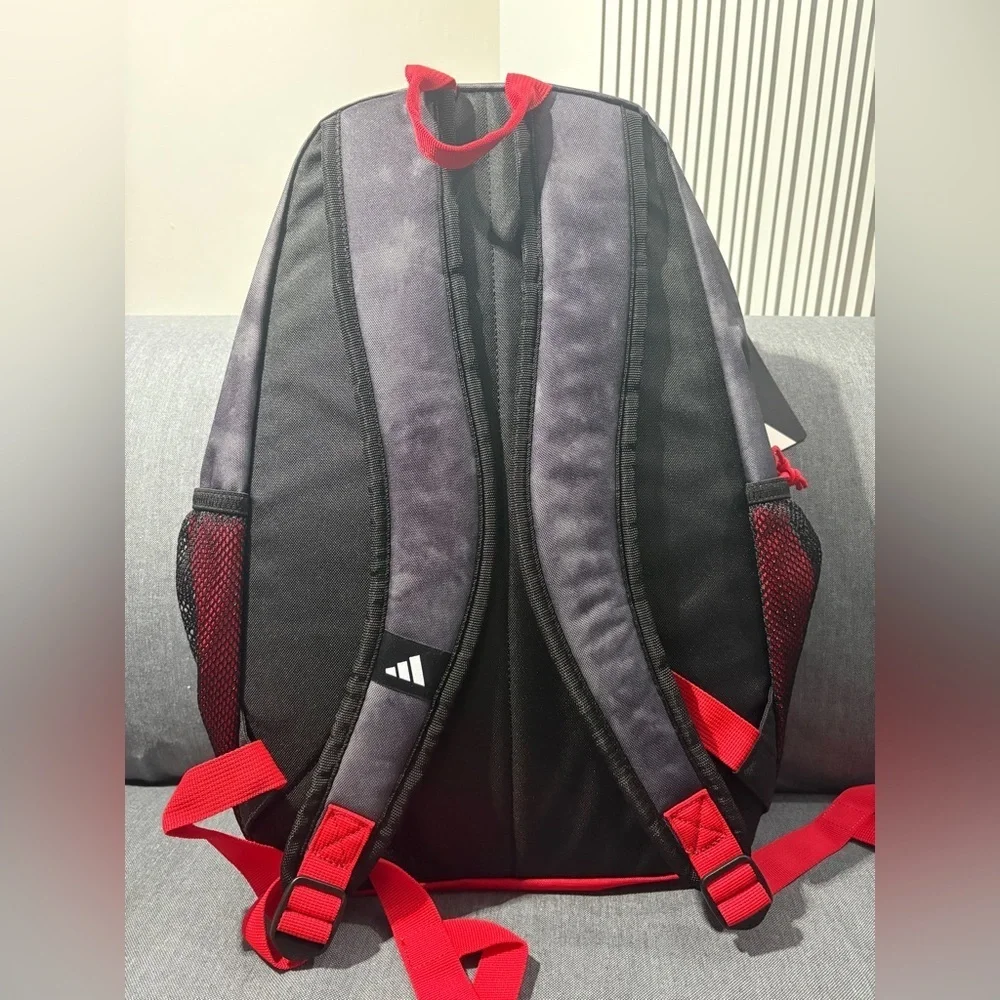 Adidas Men's Black and Red Striped Backpack